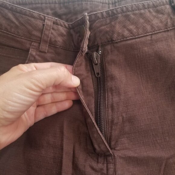 Women's Capri Brown Cropped Summer Pants Wide Leg Zipper Front Pockets Classic - Picture 4 of 11